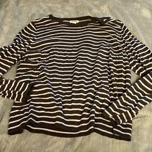 Old Navy Gray Sweater with Powder Blue Horizontal Stripes